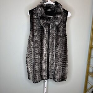 Women's Lisa Faux Fur Vest Size Xl Black and Gray with Pockets